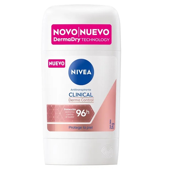Nivea Clinical Derma Control 96h Antitranspirante Barra Mujer 54 g