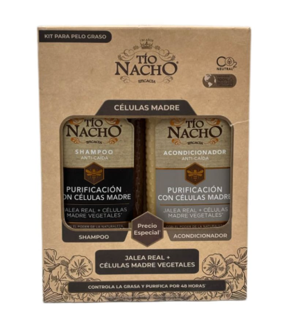 Tío Nacho Cabello Graso Células Madres & Jalea Real Shampoo 415 mL + Acondicionador 415 mL Genomma Lab