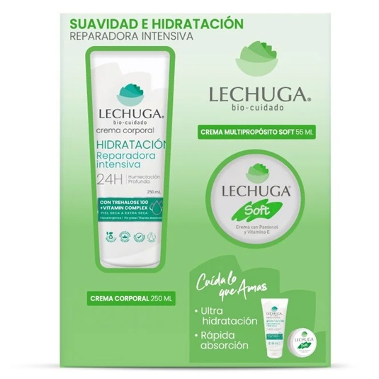 Estuche Lechuga Suavidad e Hidratación Crema Corporal 250 mL + Crema Soft 55 mL