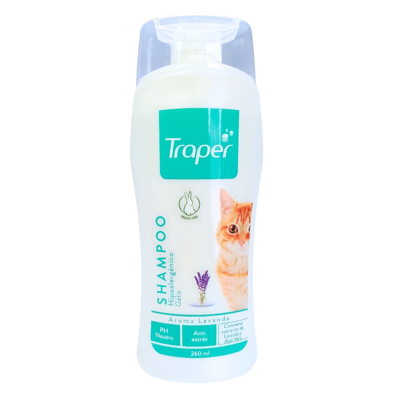 Traper Shampoo Gatos Hipoalergénico Aroma Lavanda 260 mL Anasac