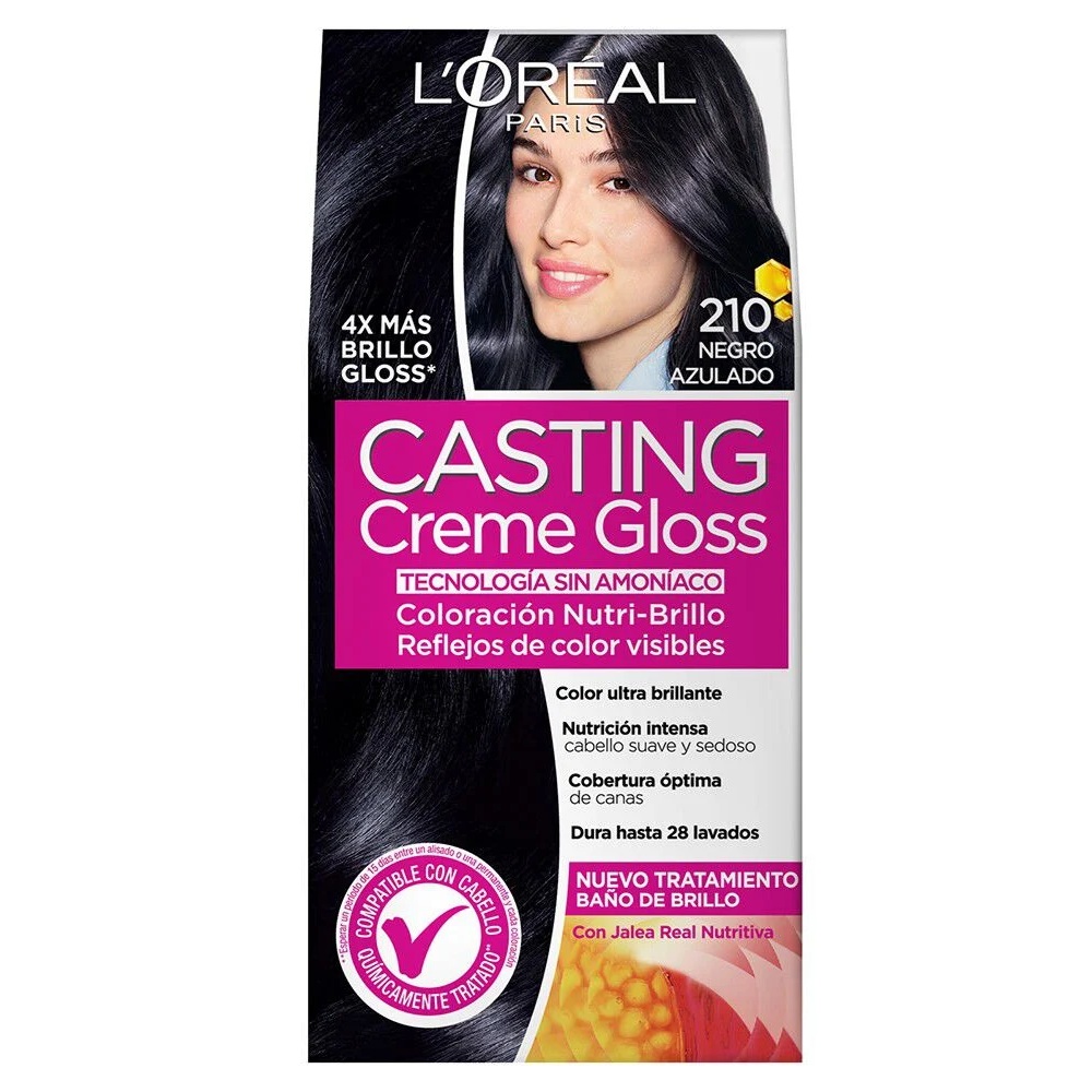 Casting Creme Gloss 210 Negro Azulado Tintura Temporal L'oreal