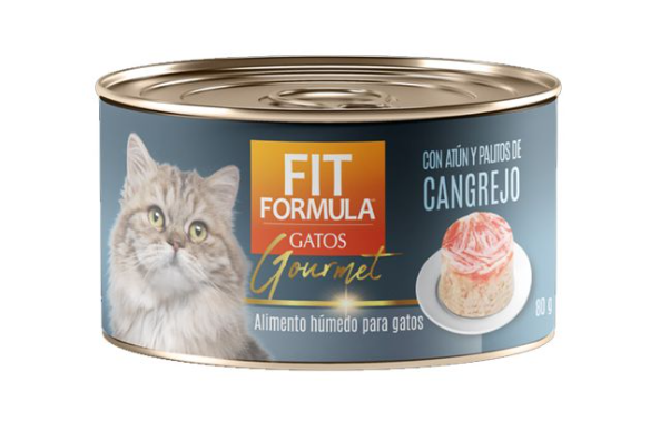 Fit Formula Gatos Alimento Húmedo Atún y Palitos de Cangrejo Lata 80 g