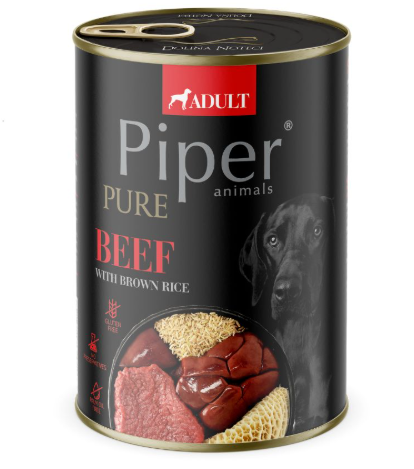 Piper Perro Adulto Alimento Húmedo Carne Res y Arroz Lata 400 g