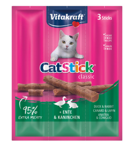Vitakraft CatSnick Snack en Palito Conejo Pato 3 Unidades 18 g