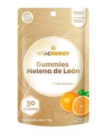 VitaEnergy 30 Gomitas Melena de León Libre de Azúcar Sabor Naranja 75 g Bioplus