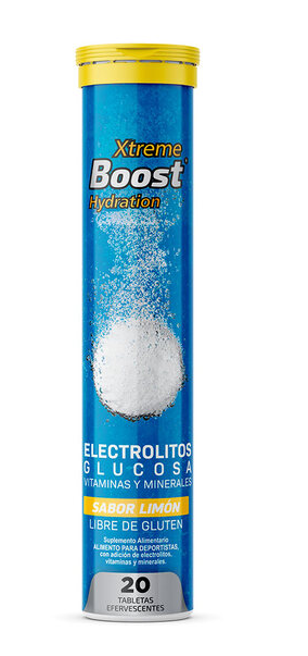 Xtrem Boost Hydration Electrolitos + Glucosa + Vitaminas + Minerales 20 Tabletas Efervescentes Limón Mega Pharma