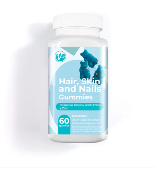 Hair, Skin And Nails Gummies 60 Gomitas Sin Azúcar Sabor Frutos Del Bosque 150 g Natural Farm