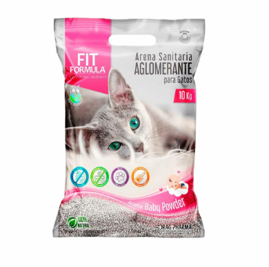 Fit Formula Arena Sanitaria Aglomerante para Gatos 10 kg Aroma Baby Powder Drag Pharma