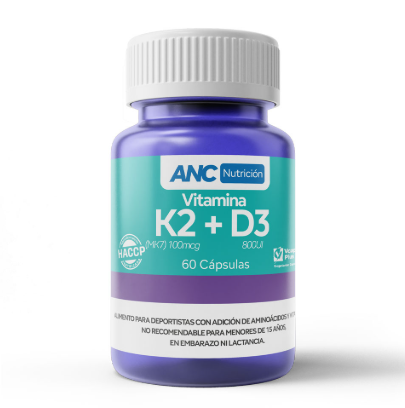 Vitaminas D3 y K2 (800 UI / 100 mcg) 60 Cápsulas ANC