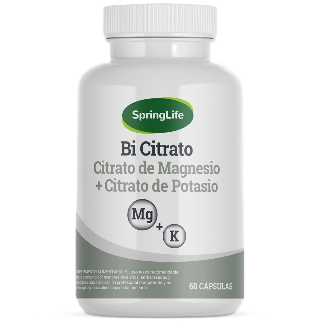 Bi Citrato Citrato de Magnesio y de Potasio 60 Cápsulas SpringLife