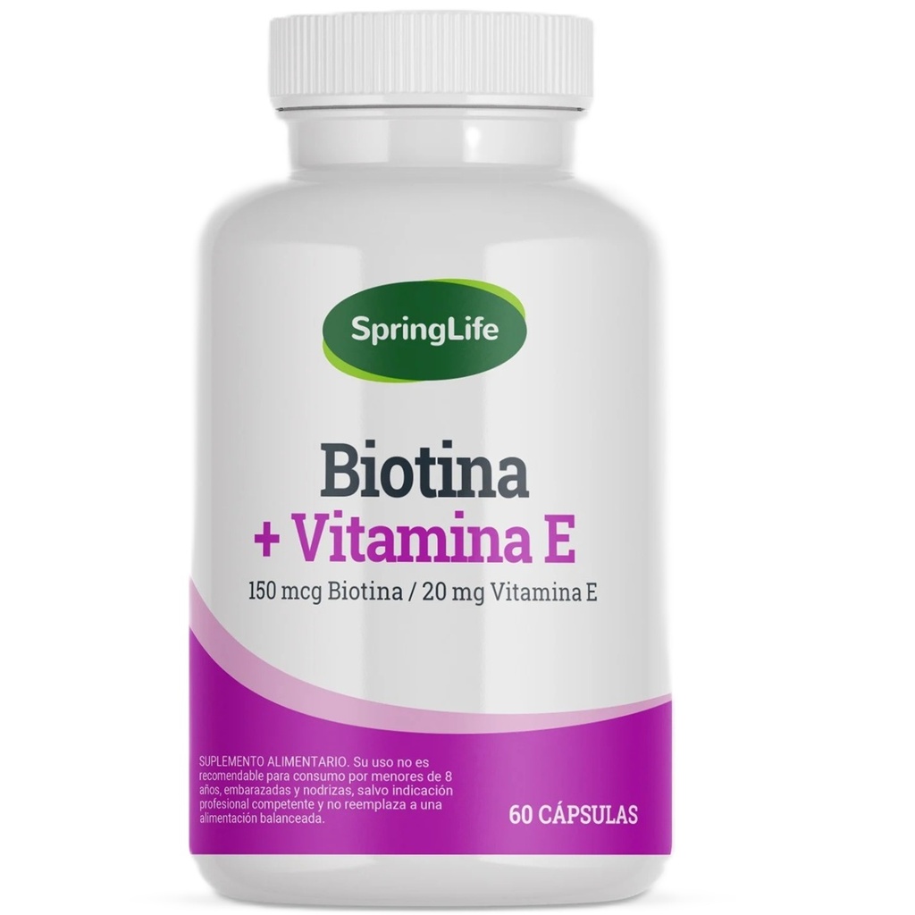 Biotina 150 mcg + Vit. E 20 mg 60 Cápsulas SpringLife