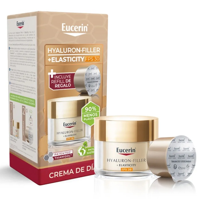 Hyaluron Filler Elasticity Pack Crema + Refill Crema Facial Antiarrugas Día FPS 30 50 mL Eucerin