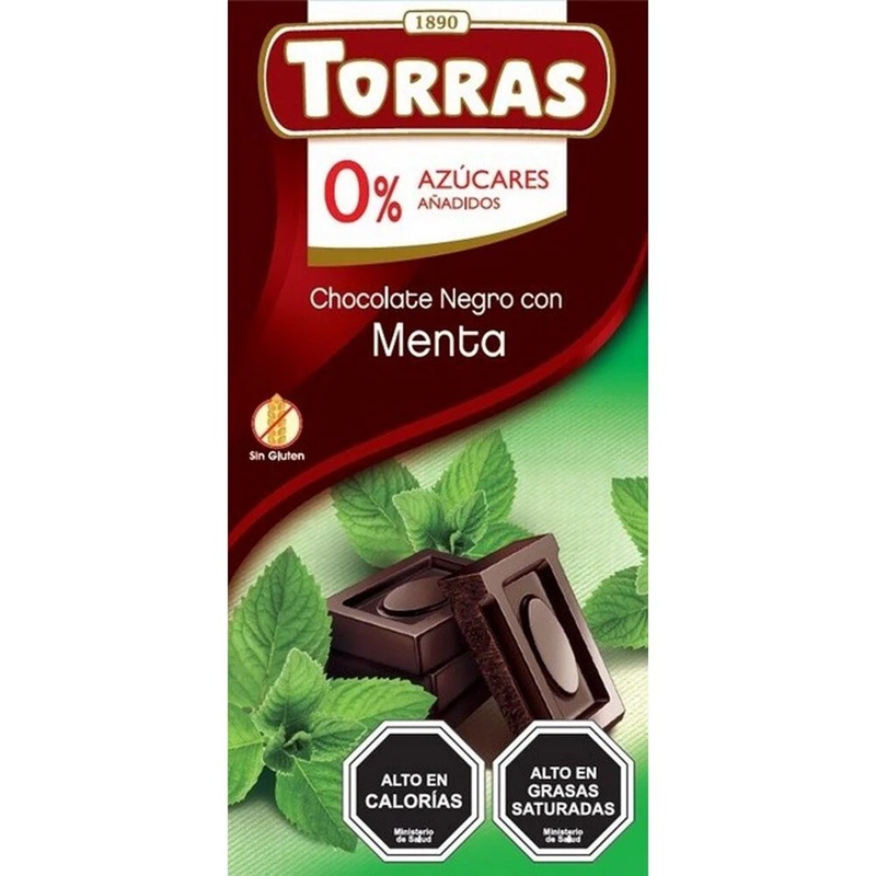 Torras Chocolate Negro con Menta Sin Azucar 75 g