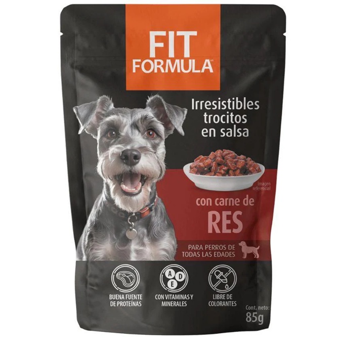 Fit Formula Trocitos en Salsa con Carne de Res Alimento Húmedo Perros 85 g