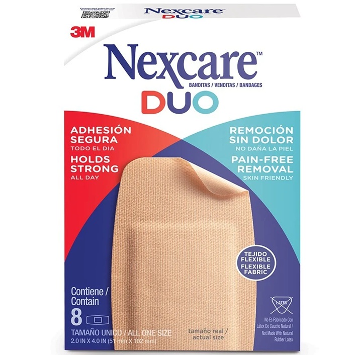 Nexcare Nexcare Parche Curita DUO Sin Dolor Codo y Rodilla 8 Unidades