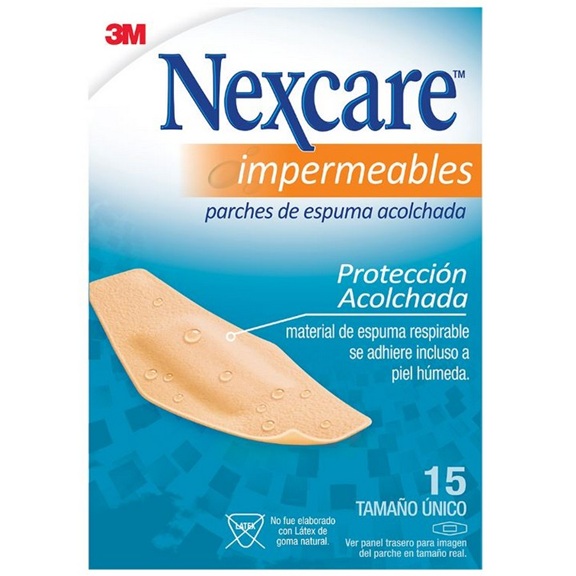 Nexcare Impermeables Parches Espuma Acolchada Tamaño Único 15 Unidades