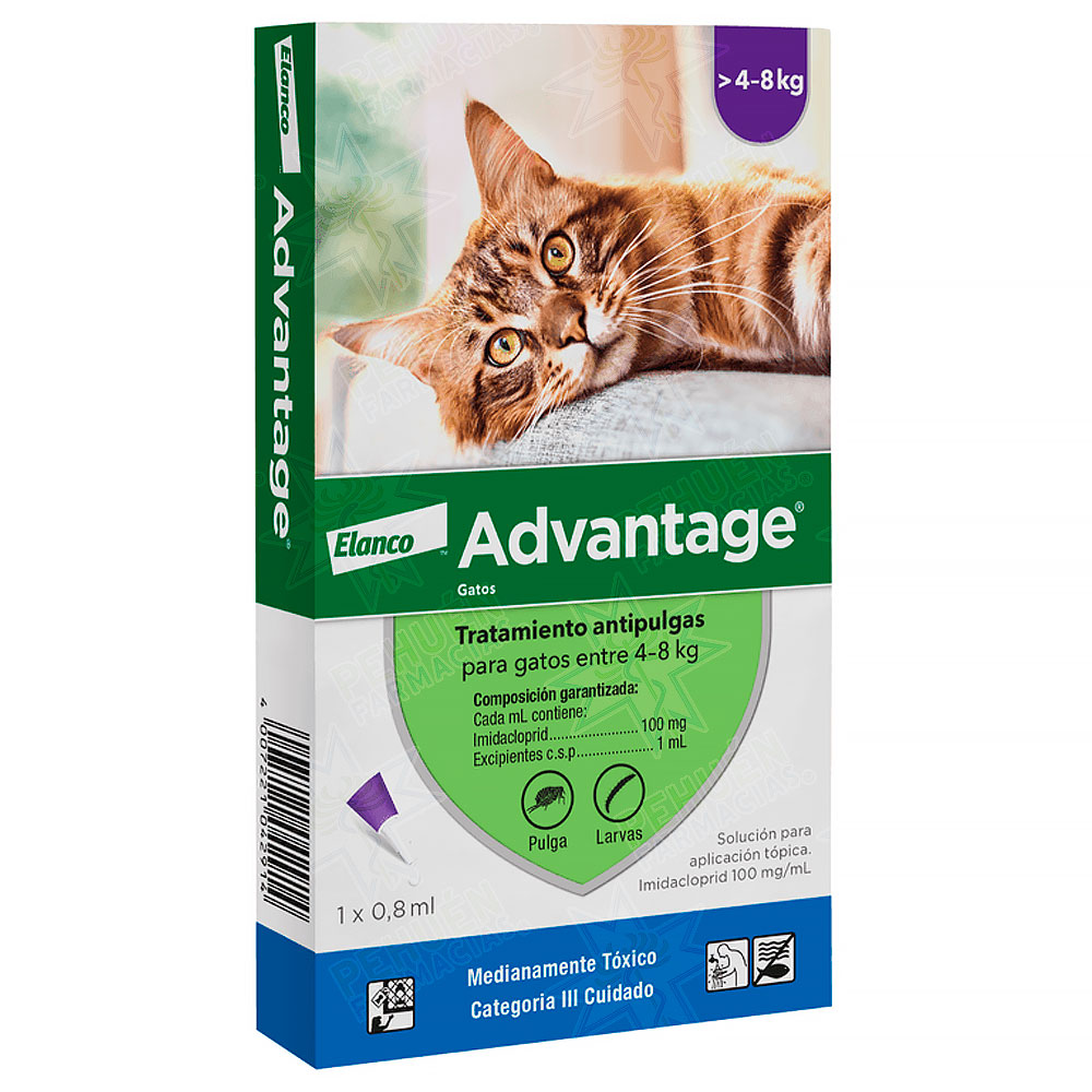 Advantage Gatos 4-8 kg 100 mg/mL Pipeta 0,8 mL Elanco