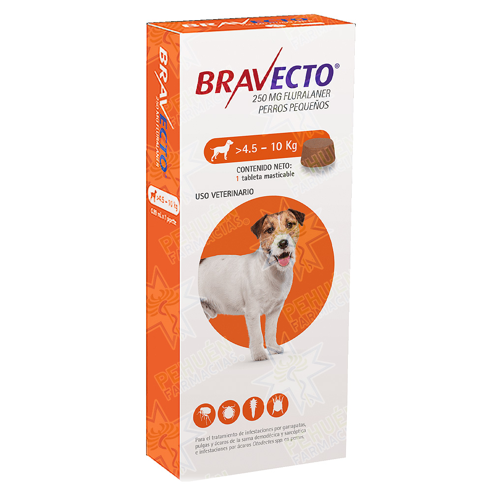 Bravecto Perros 4,6 a 10 kg 250 mg 1 Comprimido 12 Semanas MSD