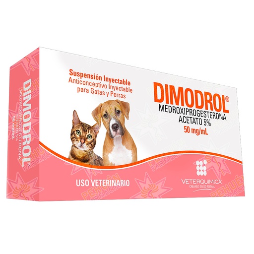 [7804669580834] Dimodrol Gato/Perro 50 mg/mL Suspensión Inyectable 1 mL Veterquimica