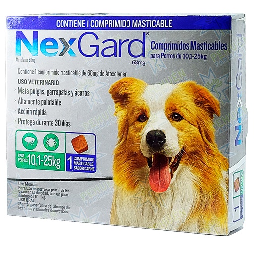 [7809599501515] Nexgard Perros 10,1 a 25 kg 68 mg 1 Comprimido Masticable Boehringer Ingelheim