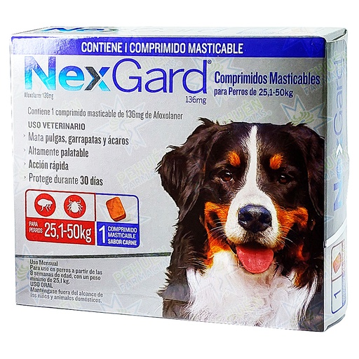 [7809599501522] Nexgard Perros 25,1 a 50 kg 136 mg 1 Comprimido Masticable Boehringer Ingelheim