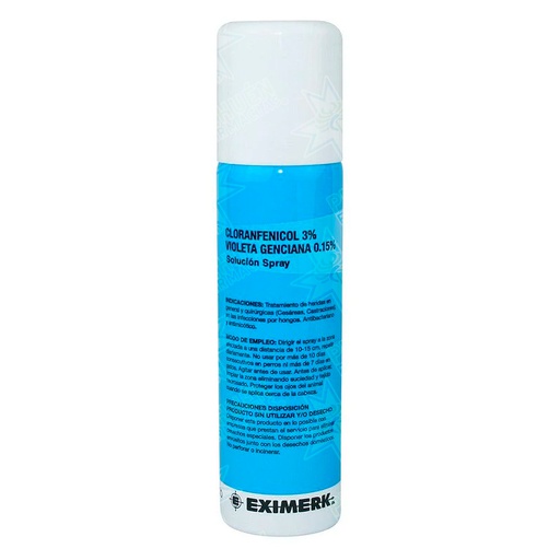 [7804610650265] Cloranfenicol + Violeta de Genciana (3/0,15) % Gato/Perro Sp. Tóp. 80 mL Eximerk