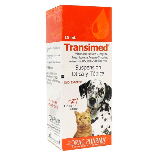[7800006000577] Transimed Gato/Perro Suspensión Ótica y Tópica 15 mL Drag Pharma