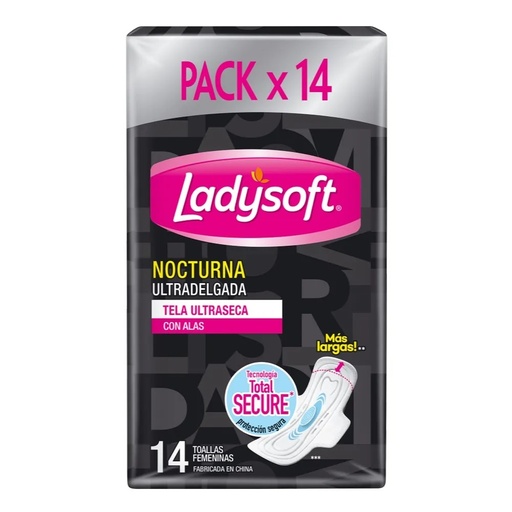 [7806500962854] Ladysoft Nocturna Ultra Delgada Con Alas 14 Toallas Femeninas Cmpc
