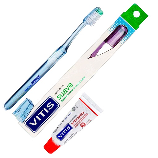[7805163000132] Vitis Cepillo Dental Suave + Pasta 15 mL Dentaid