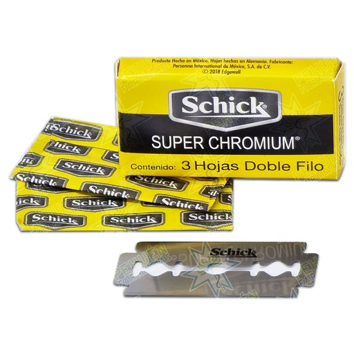 [7591066321121] Schick Super Chromium 3 Hojas de Afeitar Doble Filo Edgewell P.C.
