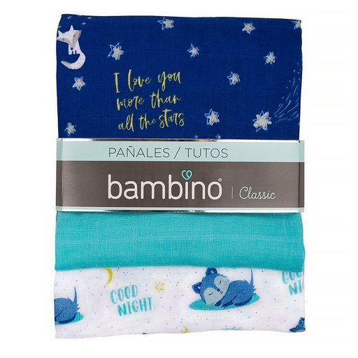 [7804995103387] Bambino Classic Tutos Celeste 3 Pañales de Tela Hofmann
