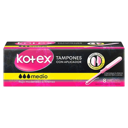 [7441008154600] Kotex Medio 8 Tampones con Aplicador Kimberly Clark