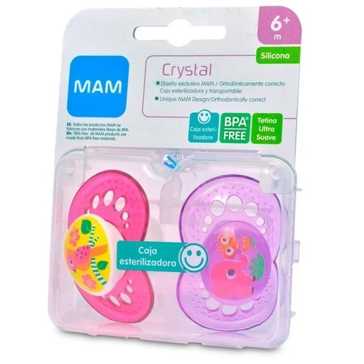 [9001616705403] Mam Crystal Chupete Entretención Ortodóncico 6 m+ 2 Unidades 