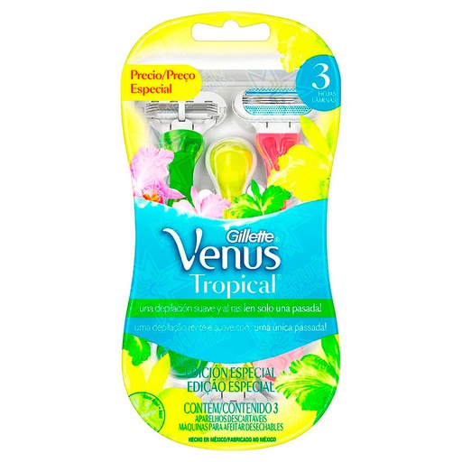 [7500435105699] Gillette Venus Tropical 3 3 Máquinas de Afeitar Desechables P&G