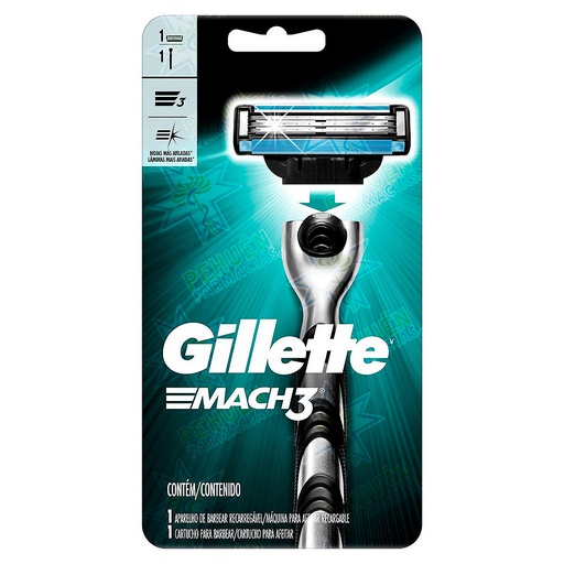 [7702018001071] Gillette Mach3 1 Máquina de Afeitar Recargable + Repuesto P&G