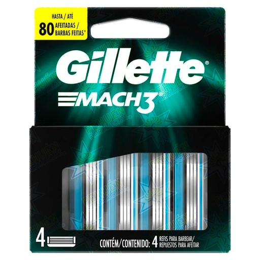 [047400179660] Gillette Mach3 Repuestos 4 Cartuchos P&G