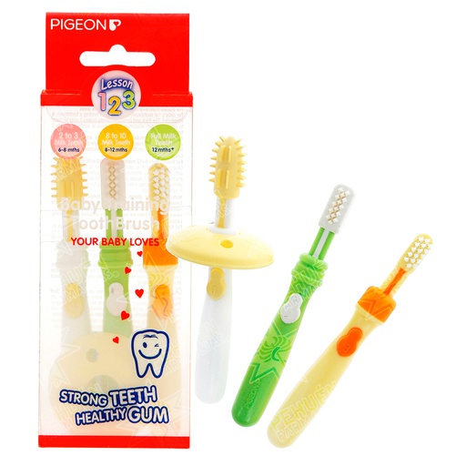 [4902508108928] Pigeon Set de Aprendizaje Cepillos Dentales para Bebé 3 Unidades 