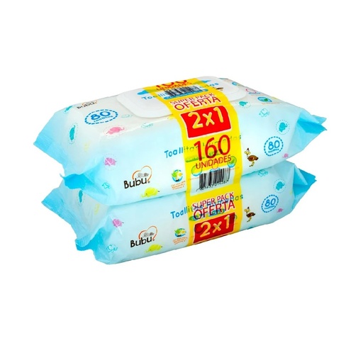 [7805633014287] Bubu Toallitas Húmedas con Tapa Pack x2 80 Unidades