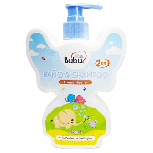 [7809622000473] Bubu 2-en-1 Shampoo y Jabón Limpiador de Pelo y Cuerpo 400 mL 