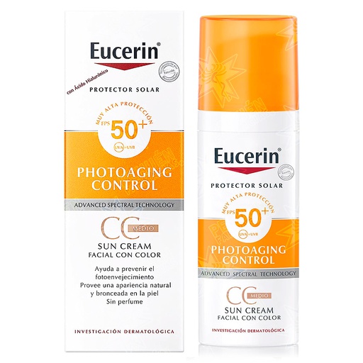 [4005900264282] Eucerin Sun Photoaging Control Tinted Bloqueador Anti-Edad FPS 50+ Gel Crema Tono Medio 150 mL Beiersdorf