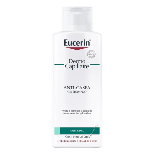 [4005800036842] Eucerin DermoCapillaire Gel 250 mL Shampoo Anticaspa Grasa Calmante y Antifúngico Beiersdorf