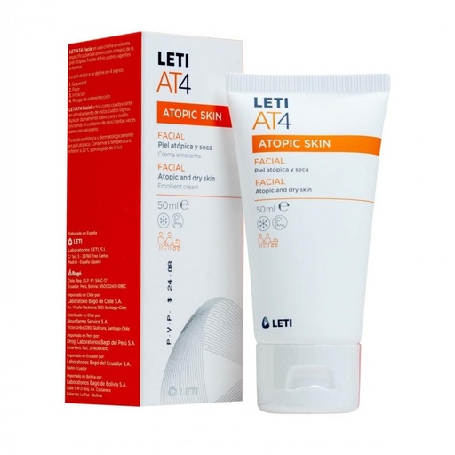 [8431166181333] Leti AT4 Facial Crema Facial Emoliente 50 mL Bagó