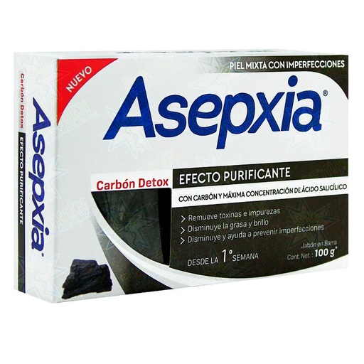 [650240035401] Asepxia Carbón Detox Jabon En Barra 100 g Genomma Lab
