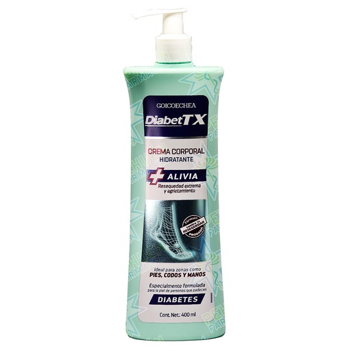 [7798140251910] Goicoechea Diabet TX Crema Corporal Hidratante 400 mL Genomma Lab