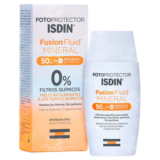 [8429420210547] Fotoprotector Fusion Fluid Mineral FPS 50+ Bloqueador Líquido 50 mL Isdin