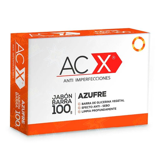 [7800063001838] AC X Azufre Jabón Anti Imperfecciones en Barra 100 g Milab