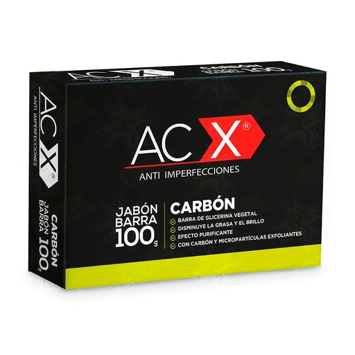 [7800063001852] AC X Carbón Jabón Anti Imperfecciones en Barra 100 g Milab