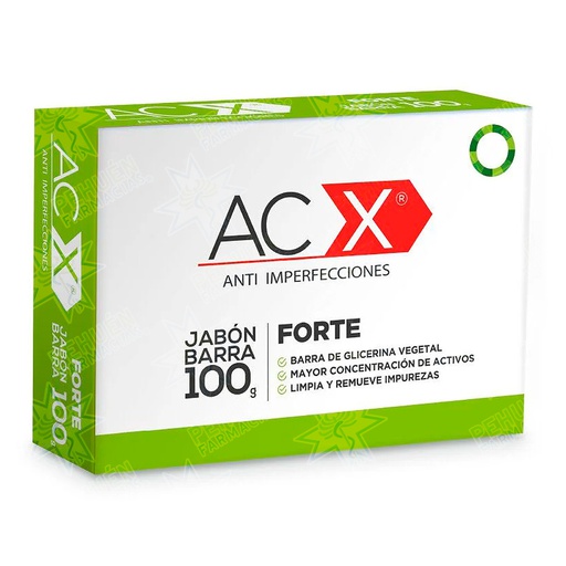 [7800063001869] AC X Forte Jabón Anti Imperfecciones en Barra 100 g Milab