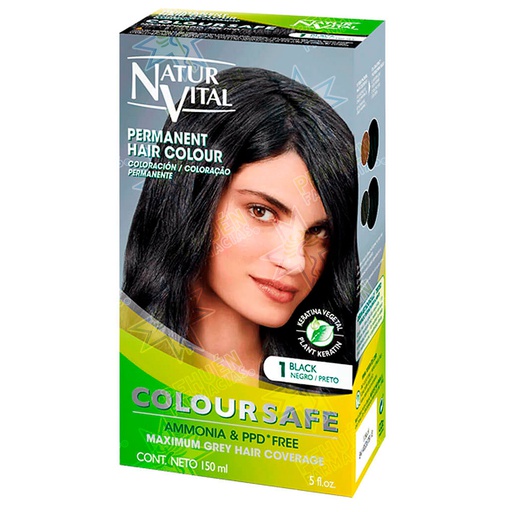 [8414002078110] Naturvital Coloursafe 1 Negro Tintura Permanente 150 mL 