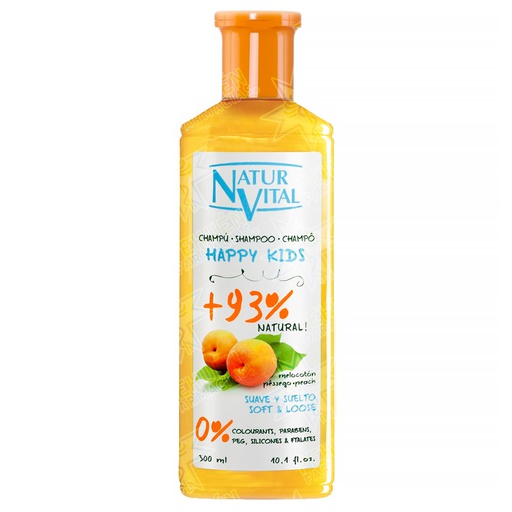 [8414002079230] Naturvital Happy Hair Kids Suave y Suelto Melocotón Shampoo 300 mL